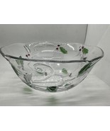 Clear Glass Holly Berry Christmas Holiday Glass Serving Bowl 10.5 in, Em... - €19,45 EUR