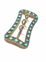 LARGE RaRe Victorian Natural UNtreated turquoise Sterling Gold wash buckle - £329.07 GBP