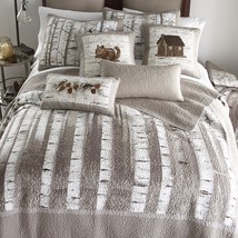 Donna Sharp Birch Forest Quilt King 3- Piece Set Lodge Farmhouse Country Gray  - £212.94 GBP