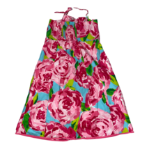 Lilly Pulitzer Sz 14 Pink Floral Girls / Teen Halter Neck Roses Print Dress - £26.62 GBP