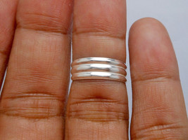 925 Sterling Silver Ring, Triple Band Ring, Silver Toe Ring, Adjustable Ring  - £7.98 GBP