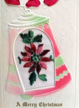 Fabric Christmas Bell Ornament Postcard Vintage Embossed Raised Image Un... - $17.10