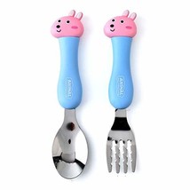 2pcs Set Cutlery Tableware Dinnerware Cartoon Bunny Children&#39;s Flatware ... - £7.75 GBP