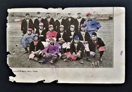 1907 antique LANCASTER pa BASEBALL TEAM handcolored PHOTO POSTCARD - £37.00 GBP
