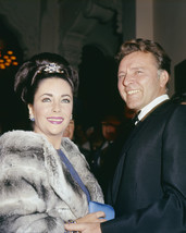 Elizabeth Taylor in fur coat with Richard Burton 1960&#39;s 11x14 Photo - $14.99