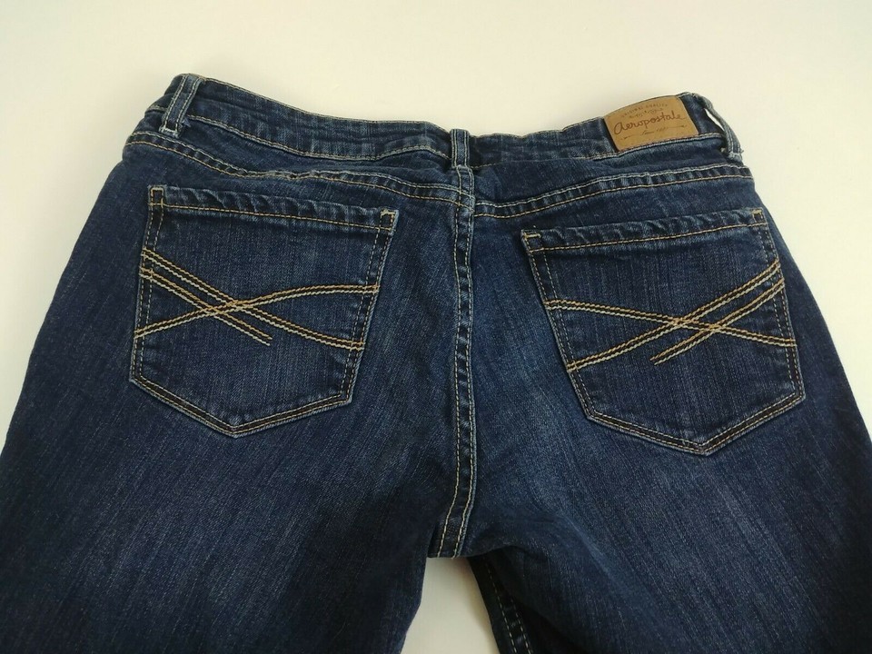 Aeropostale Bayla Skinny Curvy Low Rise Dark Wash Embroidered Jeans Sz 5... - $29.69