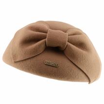Trendy Apparel Shop Women&#39;s Wool Felt Barrette Hat with Bow Trim - Camel - £31.49 GBP