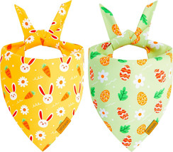 Easter Dog Bandanas 2 Pack - Pet Scarf for Boy and Girl, Spring Pet Accessory L - £6.06 GBP