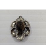*B) Vintage Un-Marked Floral Jewelry Charm Pendant with Stone - £11.86 GBP