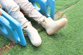 Handmade Natural Grey Indoor Boots for Kids - Cozy Footwear for Toddlers... - $49.30