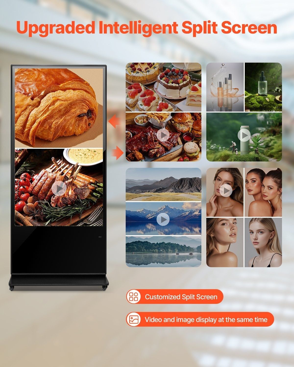 65" Digital Signage Display Touchscreen 4K UHD LCD Screen Floor ...