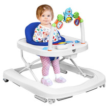 2-in-1 Foldable Baby Walker w/ Adjustable Heights &amp; Detachable Tray Blue - $118.99