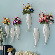 Simple Modern Creative Wall Ceramic Goldfish Vase Restaurant Mural Wall ... - £18.87 GBP+