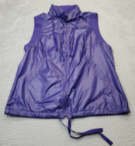 Simply Vera Vera Wang Vest Womens XL Purple Shiny Hooded Tie Waist Full Zipper - $18.49