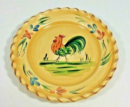 Home Rooster Dishes 8 7/8&quot; Salad Plate Hand Painted Yellow Art Pottery S... - £12.53 GBP