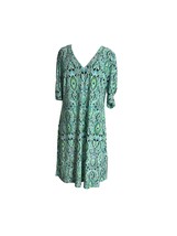 Tommy Hilfiger Womens Dress Size 12 Green Paisley Shift Short Sleeve V Neck - £14.86 GBP
