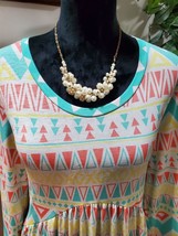 Multicolor Women&#39;s Polyester Round Neck Long Sleeve Knee Length Dress Si... - $27.00