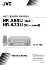 JVC HR-A33U HR-A53U VCR Owners Instruction Manual Reprint - £16.83 GBP