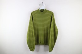 Vtg 50s 60s Hanes Pro Choice Mens L Striped Mock Neck Sweater Avocado Green USA - £190.87 GBP