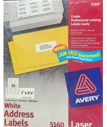 Avery Easy Peel Mailing Address Labels #5160 Laser 1 x 2 5/8 White 3000 ... - $604.03 MXN