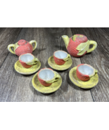 Japan Miniature Strawberry Toy Tea Set Stoneware - £7.85 GBP