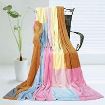 Onitiva - [Spring Breeze] Soft Coral Fleece Patchwork Throw Blanket (59 ... - £37.96 GBP