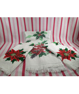 Festive Vintage 3pc Sears &amp; Roebuck Fringe Edge Holiday Design Cotton To... - £23.77 GBP