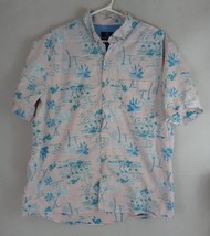 George Men&#39;s Hawaiian Shirt Pink With Blue Floral Designs Size XL - £10.07 GBP