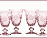 NEW Williams Sonoma Set of 4 Easter Pink Vintage Etched Goblets 9.25 OZ - £110.26 GBP