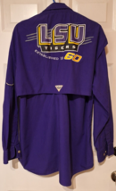 Columbia PFG LSU Tigers Fishing Shirt Vented Long Sleeve Purple Men&#39;s Sz... - £19.00 GBP