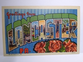 Lancaster Postcard Greeting From Pennsylvania Large Big Letter Linen Curt Teich - £7.80 GBP