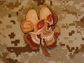 Pirate Skull Clover Military Army Morale Desert AOR1 SEAL Black Ops Patch Hook - £5.81 GBP