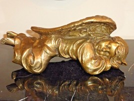 Stunning Vintage Sleeping Angel Bronze Sculpture 13&quot; - $147.51