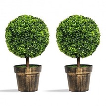 2 Pieces 24 Inch Artificial Boxwood Topiary Ball Tree for House and Offi... - $2,635.93 MXN
