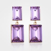 MAIKALE Classic Square Austria Crystal Big Drop Earrings for Women Blue Black Pu - $10.57