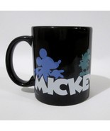 Disney Mickey Silhouette Mug Black White Letters Jumping Figures Coffee Cup - £14.06 GBP
