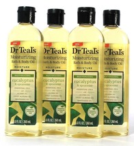 4 Bottles Dr Teal&#39;s 8.8 Oz Moisturizing Eucalyptus &amp; Spearmint Bath &amp; Body Oil - £42.23 GBP