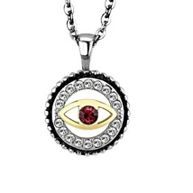 16 Inch High Polish Stainless Steel Evil Eye Pendant Necklace Two Tone w... - $13.30