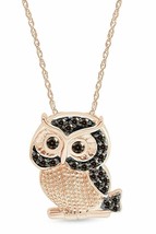 1.50Ct Round Cut Lab-Created Diamond Owl Pendant 14k Rose Gold Plated Free Chain - £197.83 GBP