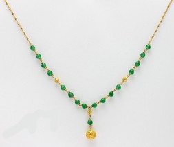 18k solid yellow gold / JADE beads Singapore twist necklace #b4  #54 - £343.92 GBP