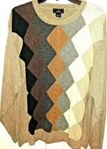 2XL Men&#39;s Pullover Sweater Dockers Beige Brown Argyle Cotton  - £15.43 GBP