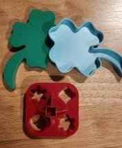 Shamrock Lucky Four Leaf Clovers Tupperware Vintage Plastic Treat Cookie Cutters - £11.53 GBP