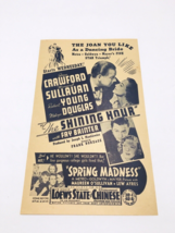 1938 Movie Herald – Shining House &amp; Spring Madness Joan Crawford, Robt Young - £18.63 GBP