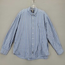 Dockers Mens Shirt Size XL Blue Indigo Classic Plaid Long Sleeve Button Down Top - £8.36 GBP