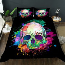 Skull Bedding Sets For Teen Boys,Skull Pattern Printed Duvet Cover Set,Skeleton  - £67.93 GBP