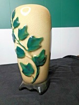 Royal Copley Green Cream Climbing Ivy Vase 7&quot; Tall Embossed Footed CRAZE... - £16.01 GBP