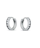 14k White Gold Round Cut CZ Channel Set Huggie Hoop Endless Earrings 14mm - £67.24 GBP