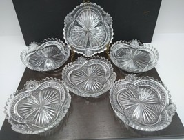 Cut Glass Brilliant Period Dessert Plates Dishes 6.25&quot; Set of 6 - £106.97 GBP