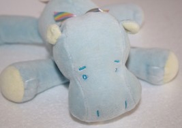 GANZ Baby Hippo 7" Blue Plush Chime Rattle Rainbow Bow Stuffed Soft Toy Vtg 1998 - £14.47 GBP