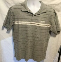 Chaps Ralph Lauren Mens Sz L Gray With Blue Striped Polo Shirt Short Sleeve - $9.90
